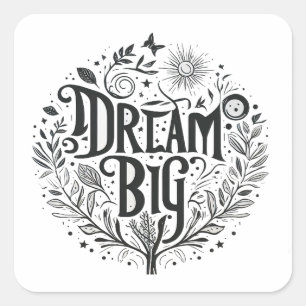 dreamer quote dream big tree square sticker