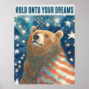 Dreamer Stars and Stripes Bear Poster