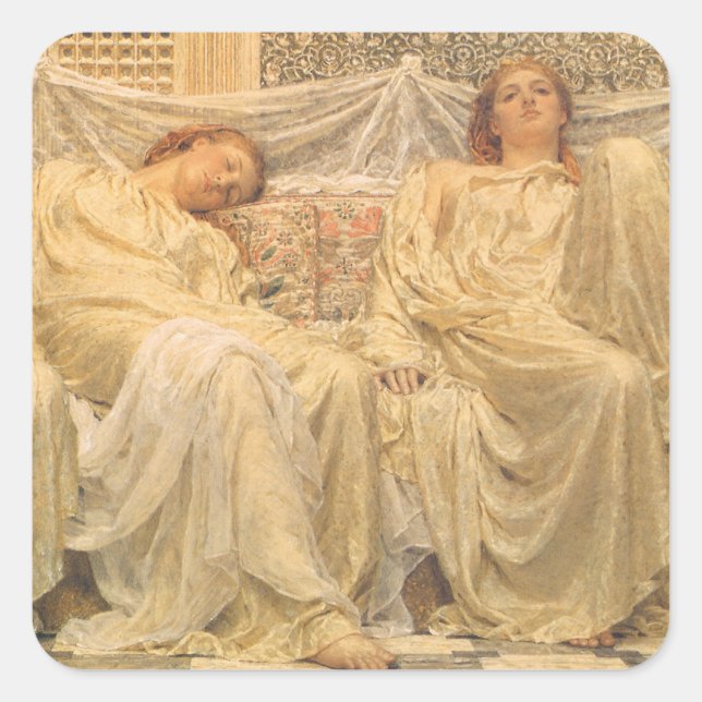 Dreamers by Albert Joseph Moore, Victorian Art Square Sticker (Front)