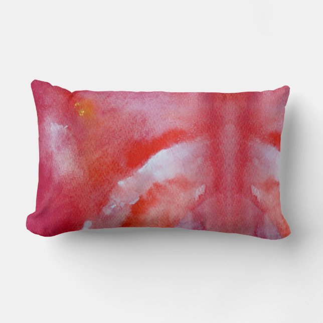 Dreamers stylish pink and yellow art lumbar pillow (Front)