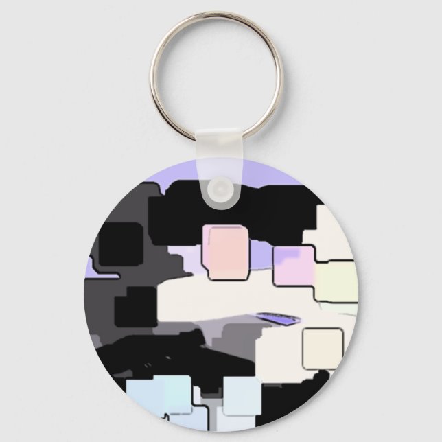 "Dreaming Blue" Geometric Art Keychain (Front)