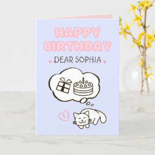Dreaming Cat&Cake&Gift Bonne carte d'anniversaire