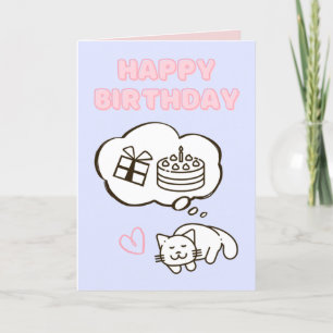 Dreaming Cat&Cake Happy Birthday Card
