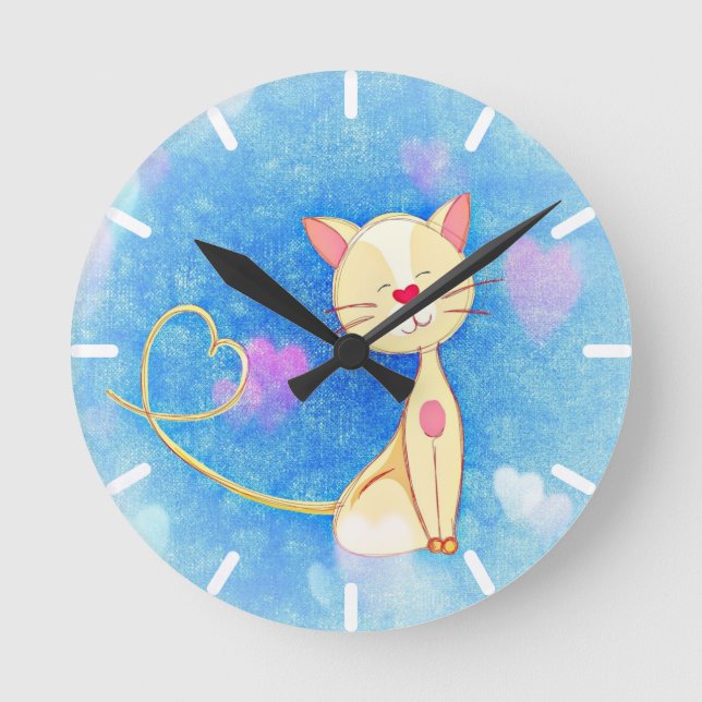 Dreaming Cat Round Clock (Front)