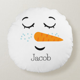 Dreaming Frosty the Snowman Round Pillow