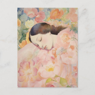 Dreaming in Bloom – Watercolor Sleeping Woman Postcard