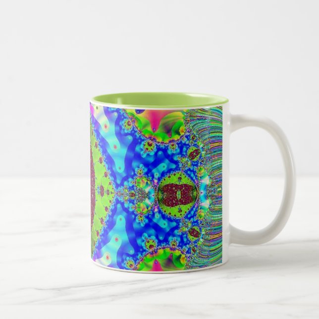 Dreaming in Colour - Geometric Fractal Design Two-Tone Coffee Mug (Right)
