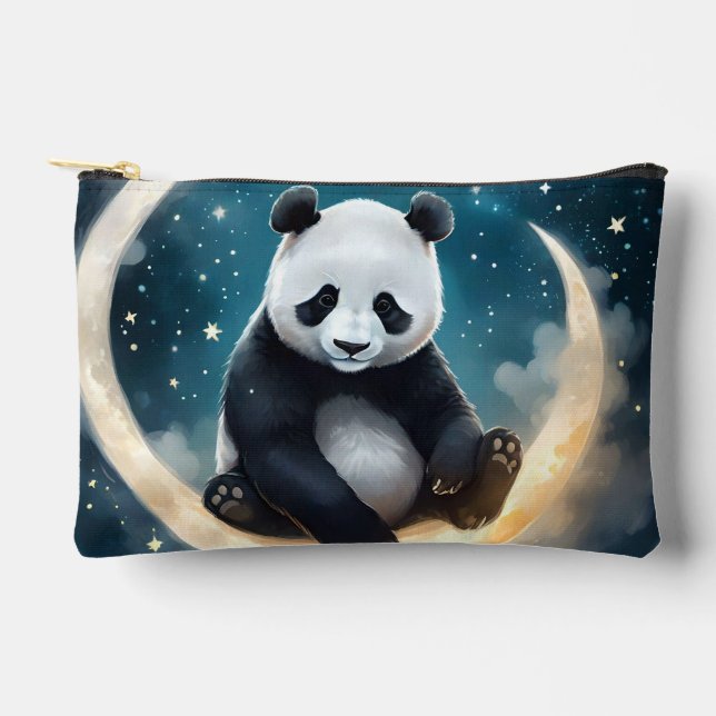 Dreaming in Moonlight: Panda's Celestial Serenade Accessory Pouch (Front)