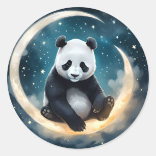 Dreaming in Moonlight: Panda's Celestial Serenade Classic Round Sticker