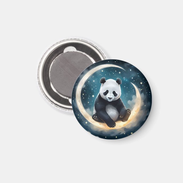 Dreaming in Moonlight: Panda's Celestial Serenade Magnet (Front/Back)
