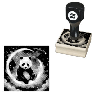 Dreaming in Moonlight: Panda's Celestial Serenade Rubber Stamp