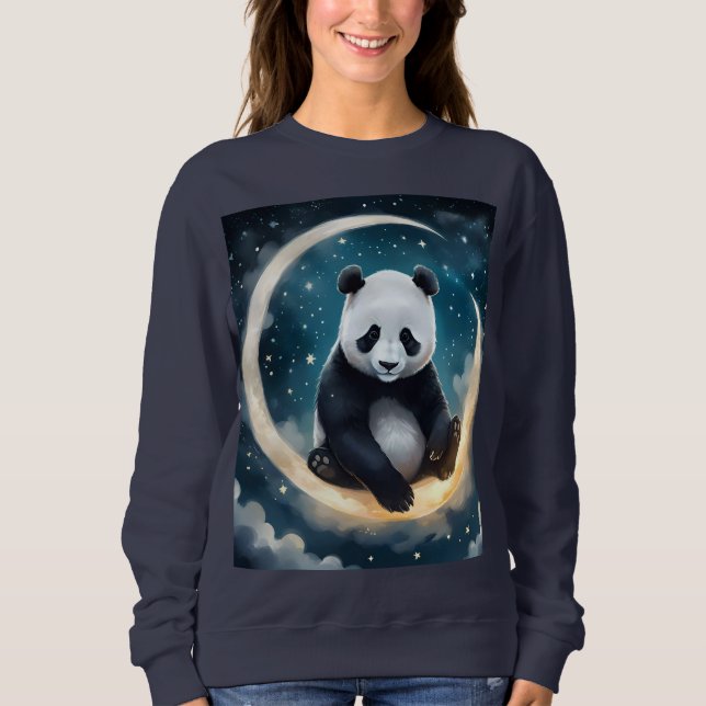 Dreaming in Moonlight: Panda's Celestial Serenade Sweatshirt (Front)