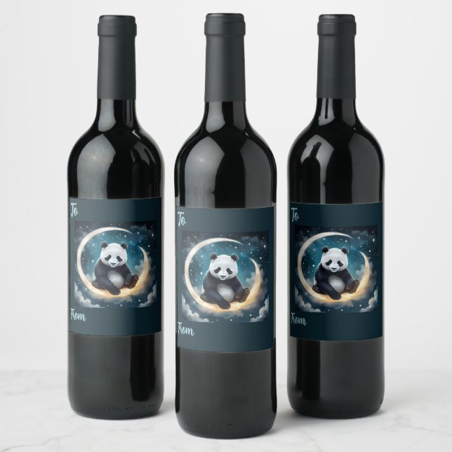 Dreaming in Moonlight: Panda's Celestial Serenade Wine Label (Bottles)