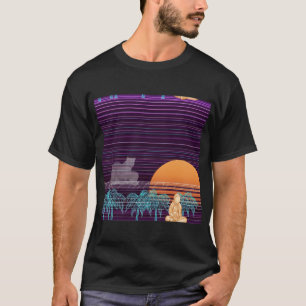 Dreaming in Neon: Cat and Astronaut T-Shirt