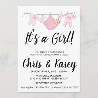 Dreaming it's a girl invitation