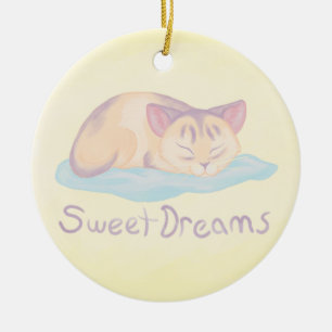 Dreaming Kitten Ceramic Ornament
