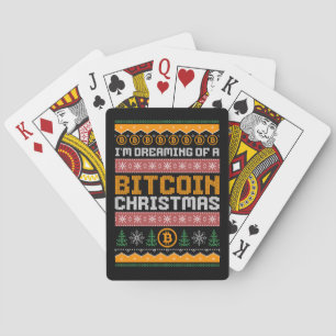 Dreaming of a BITCOIN CHRISTMAS Faux Knit Pattern Playing Cards