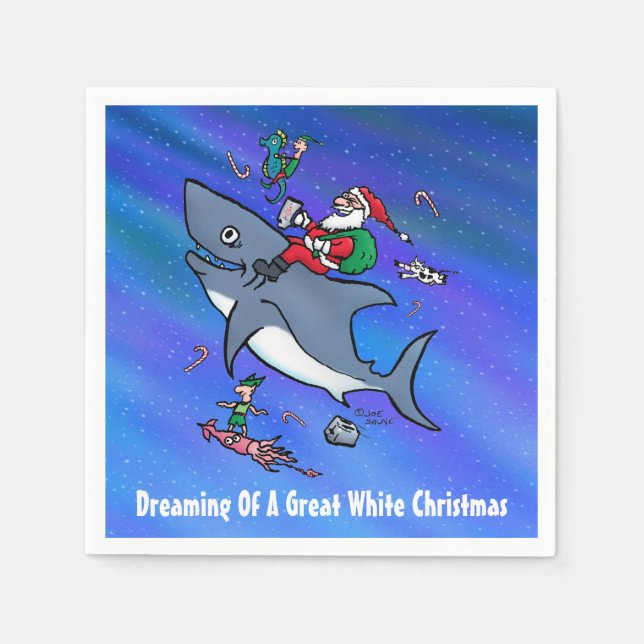 Dreaming Of A Great White Shark Christmas Custom Napkin (Front)
