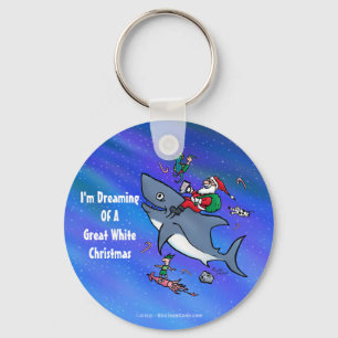 Dreaming Of A Great White Shark Christmas Keychain