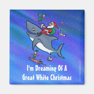 Dreaming Of A Great White Shark Christmas Magnet