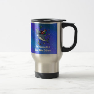 Dreaming Of A Great White Shark Christmas Travel Mug