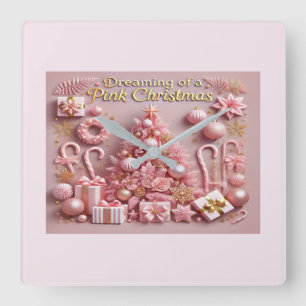 Dreaming of a Pink Christmas Wall Clock
