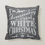 Dreaming of a White Christmas Chalkboard Holiday Throw Pillow<br><div class="desc">Whimsical and trendy - this original design features a fun mix of typography with text that reads, "I'm dreaming of a white Christmas". A great hostess gift or addition to your own Holiday decor collection. With white text that looks hand lettered and scrolling details one both sides, the design is...</div>