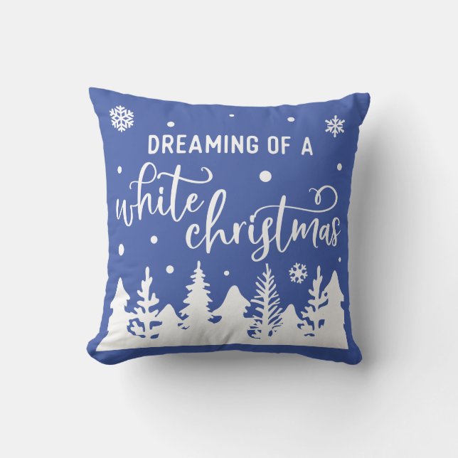 Dreaming of a White Christmas Winter Scene Throw Pillow (Front)