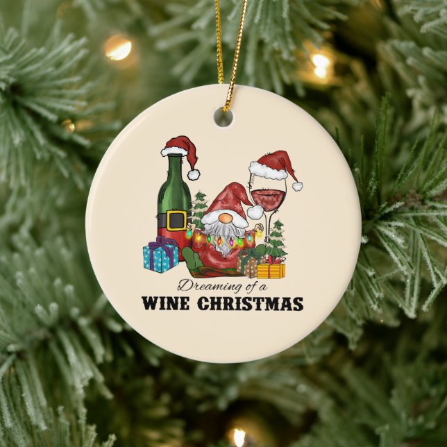 Dreaming of A Wine Christmas Ceramic Ornament (Tree)