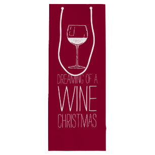 Dreaming of a Wine Christmas   Red & White Holiday Gift Bag