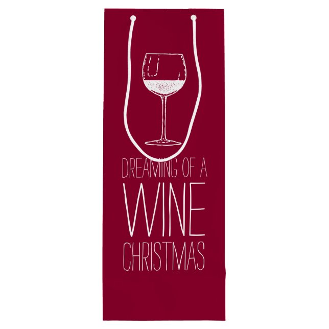 Dreaming of a Wine Christmas | Red & White Holiday Wine Gift Bag (Back)
