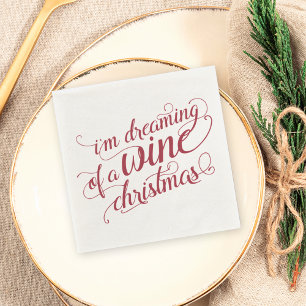Dreaming of a Wine Christmas Red & White Party Napkin