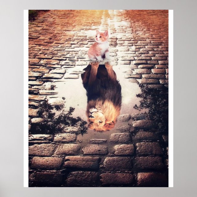 Dreaming Of Cat Lion, Funny Cat Gift Poster (Front)