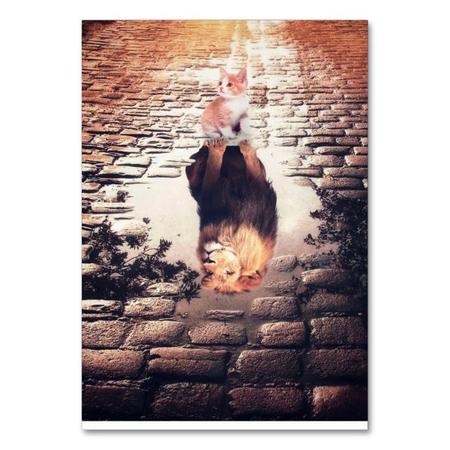 Dreaming Of Cat Lion, Funny Cat Gift Table Number (Front)