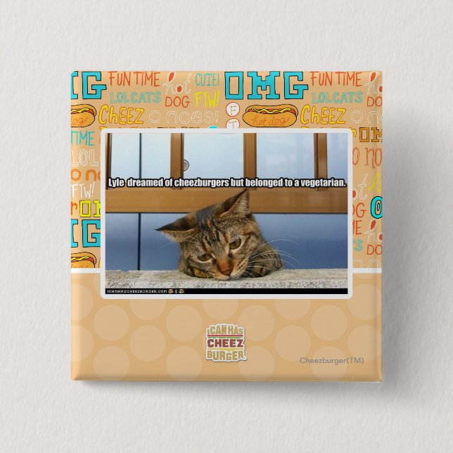 Dreaming of Cheesburgers 2 Inch Square Button (Front)