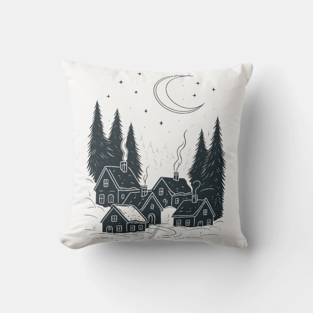 Dreaming of Christmas Night – Double-Sided Winter  Throw Pillow (Front)