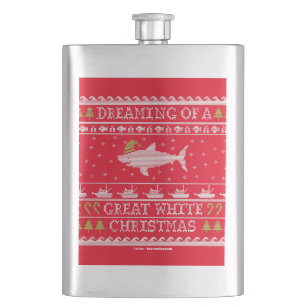 Dreaming of Great White Christmas Ugly Sweater Hip Flask