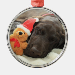 Dreaming of Santa - German Shorthair Puppy Metal Ornament