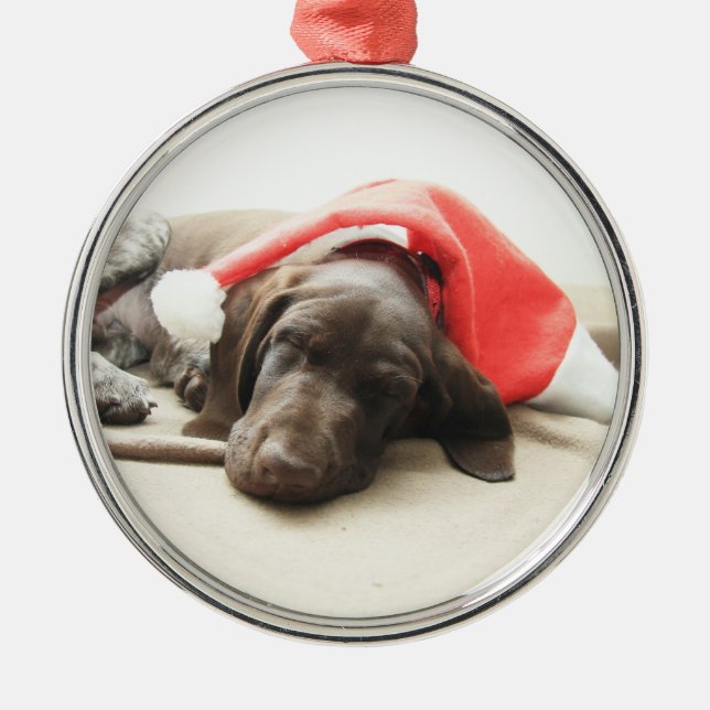 Dreaming of Santa - German Shorthair Puppy Metal Ornament (Front)