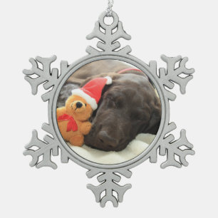 Dreaming of Santa - German Shorthair Puppy Snowflake Pewter Christmas Ornament