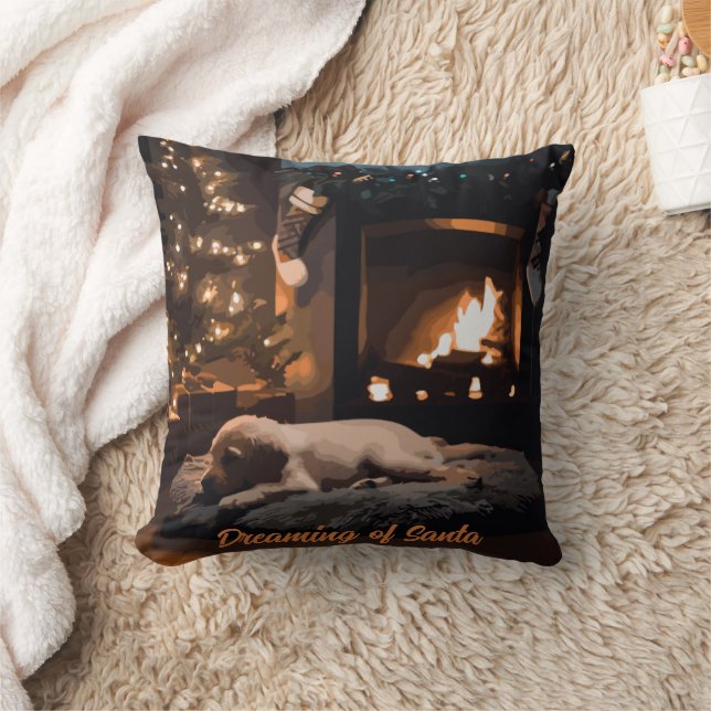 Dreaming of Santa Throw Pillow (Blanket)
