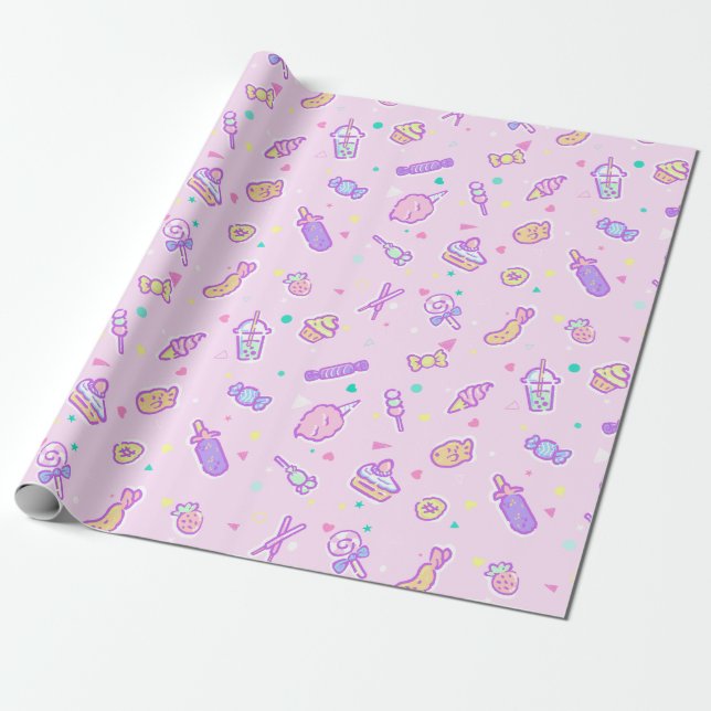 Dreaming of Summer Snacks Wrapping Paper (Unrolled)
