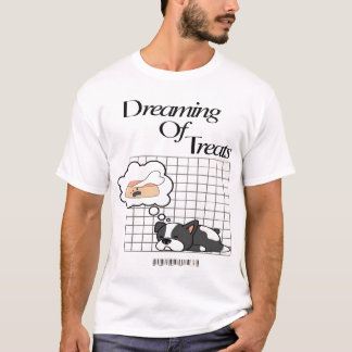 Dreaming of Treats Sleeping Dog Design T-Shirt