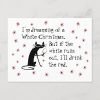 Dreaming of White Christmas Funny Wine Cat