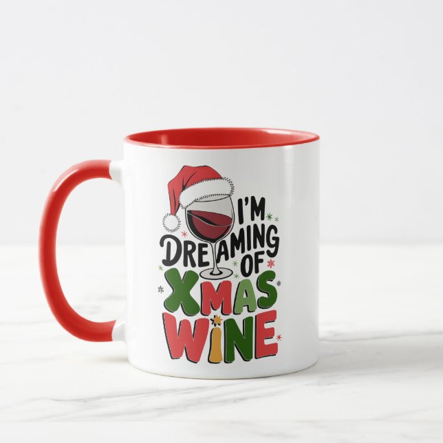 Dreaming of Xmas Wine – Festive Santa Mug (Left)