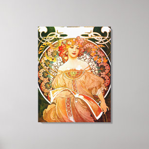 Dreaming (Reverie) by Alphonse Mucha Canvas Print