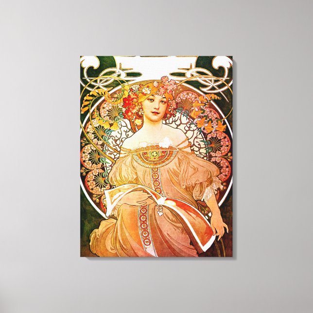 Dreaming (Reverie) by Alphonse Mucha Canvas Print (Front)