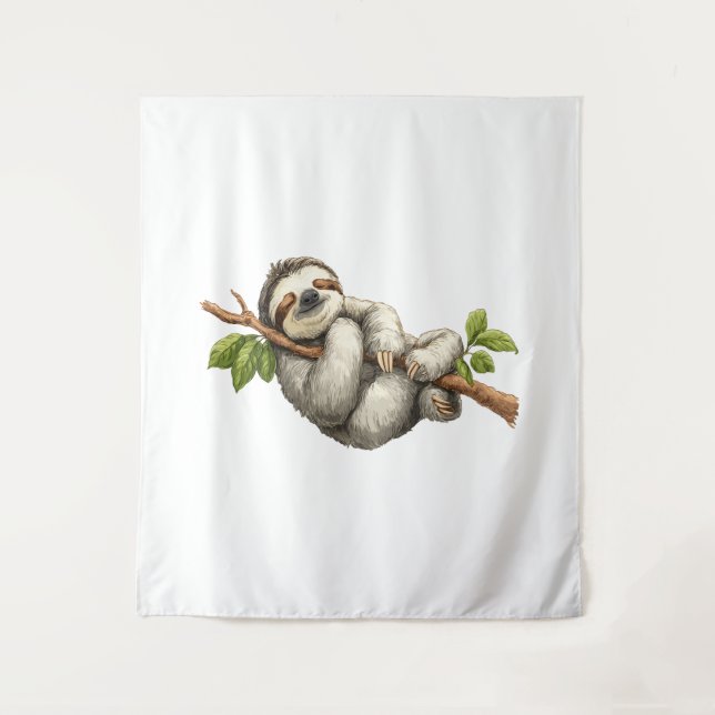 Dreaming Sloth on a Branch Tapestry (Front)