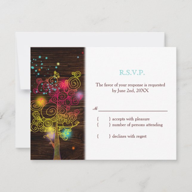 Dreaming Trees Unique Wedding RSVP Card (Front)