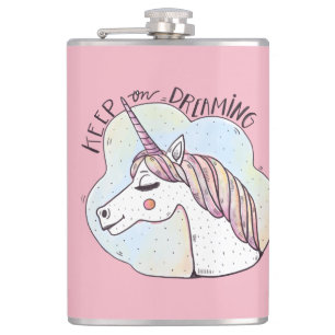 Dreaming Whimsical Unicorn Hip Flask